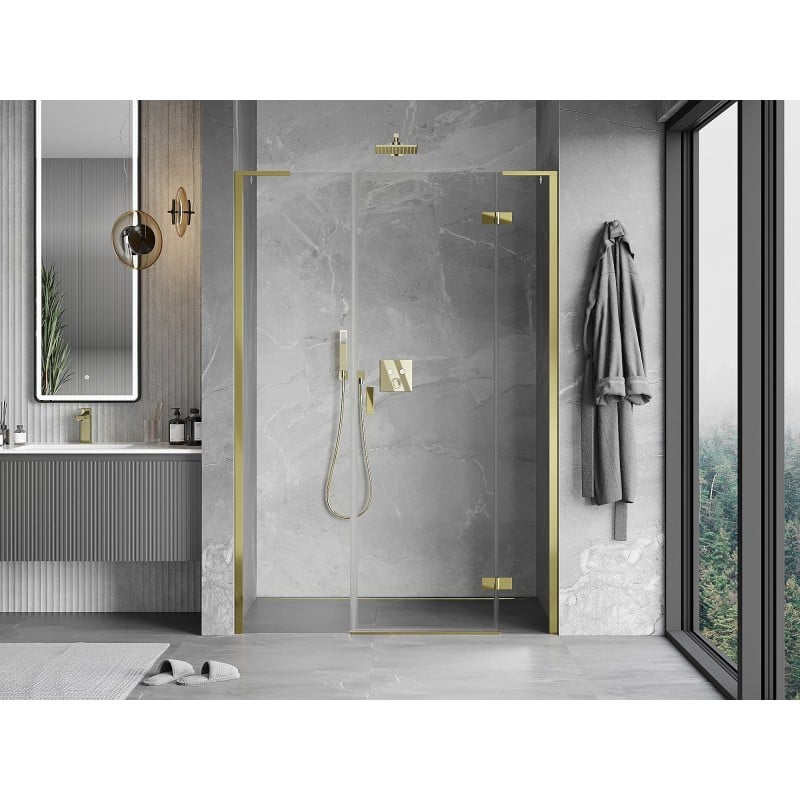 Mexen Mist-H L drzwi prysznicowe uchylne prawe 125 cm, transparent, złote - 8A5L-125-001-50-00-P