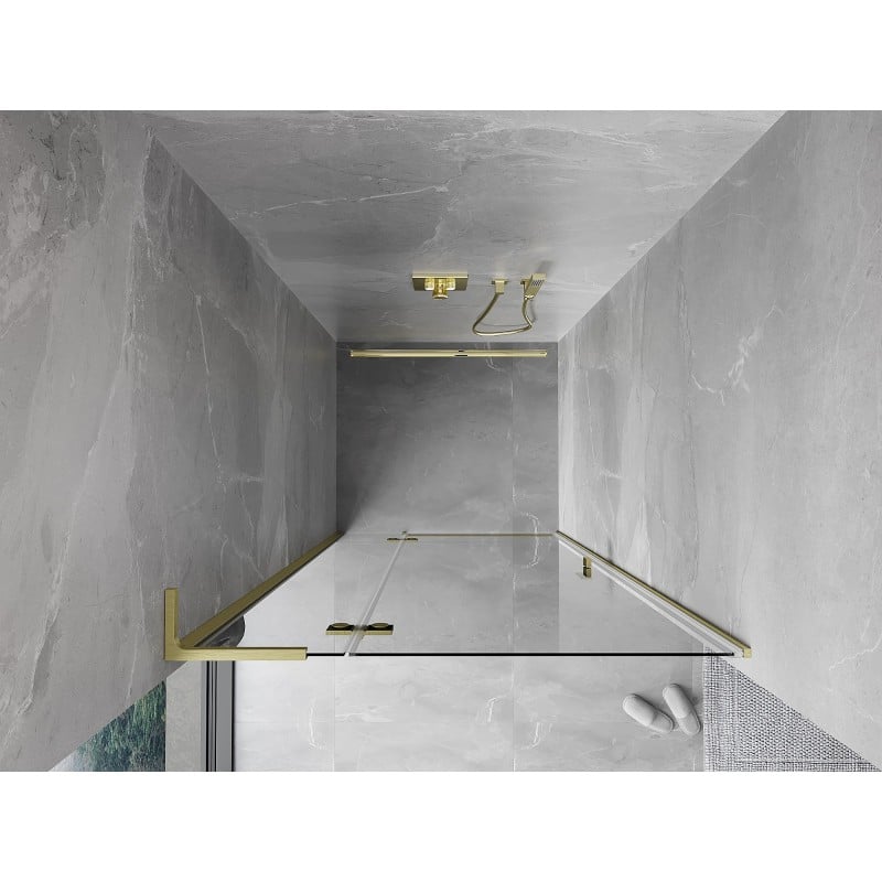 Mexen Mist-H L drzwi prysznicowe uchylne lewe 90 cm, transparent, złote szczotkowane - 8A5L-090-000-55-00-L