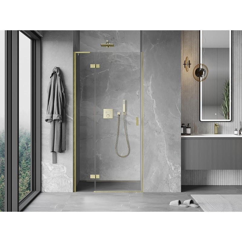 Mexen Mist-H L drzwi prysznicowe uchylne lewe 95 cm, transparent, złote szczotkowane - 8A5L-095-000-55-00-L