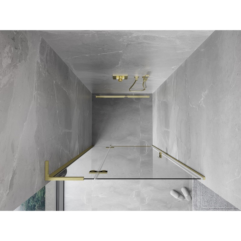 Mexen Mist-H L drzwi prysznicowe uchylne lewe 115 cm, transparent, złote szczotkowane - 8A5L-115-000-55-00-L