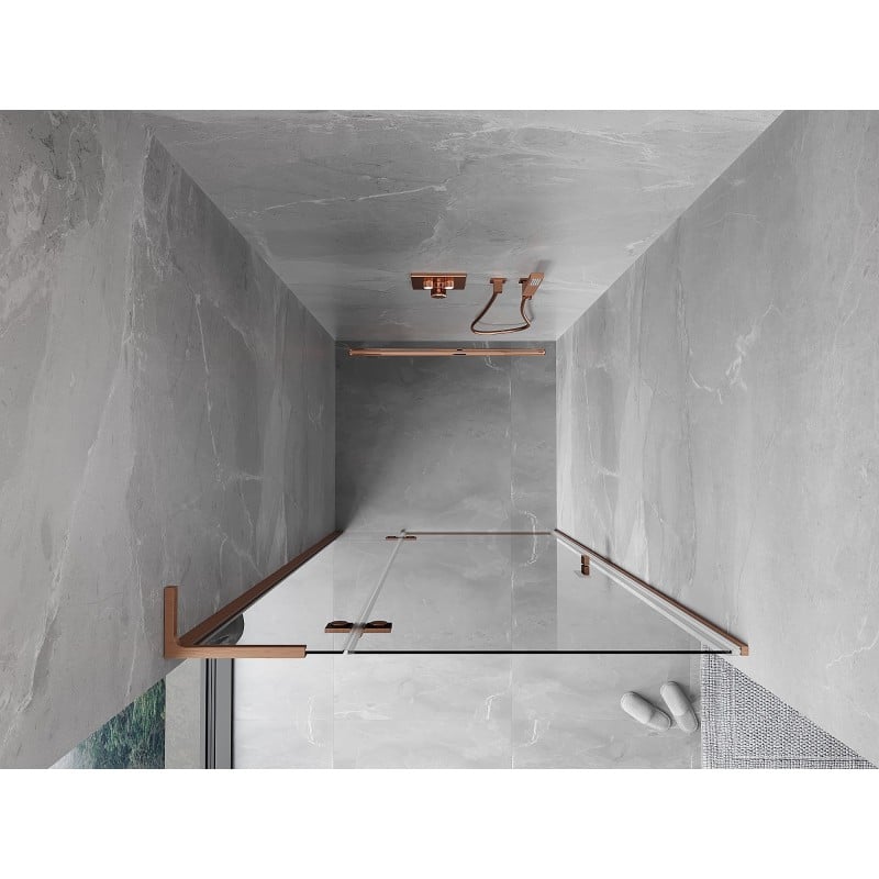 Mexen Mist-H L drzwi prysznicowe uchylne lewe 85 cm, transparent, miedź szczotkowana - 8A5L-085-000-65-00-L