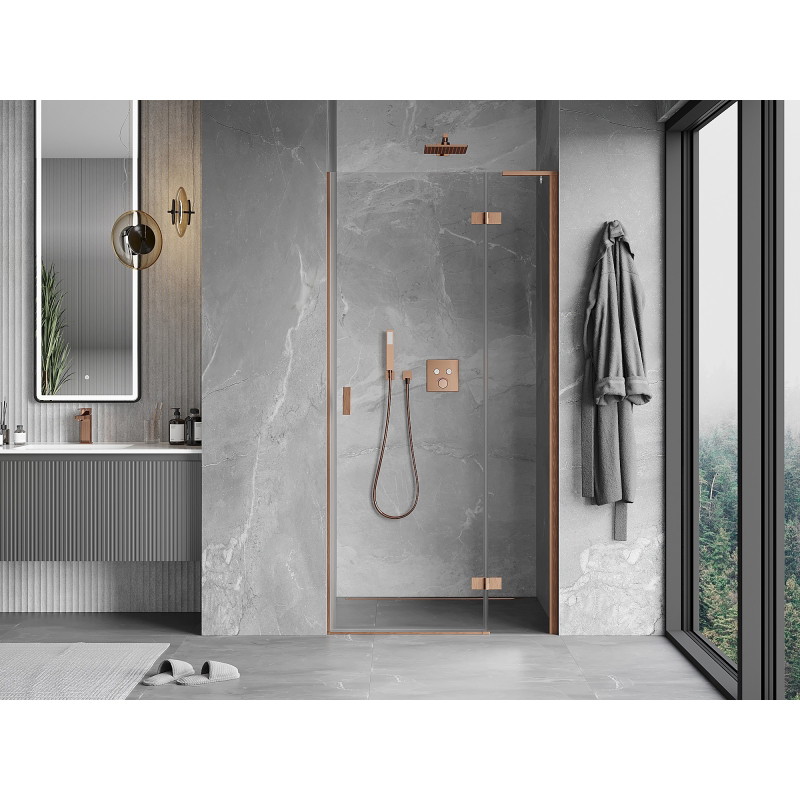 Mexen Mist-H L drzwi prysznicowe uchylne prawe 70 cm, transparent, miedź szczotkowana - 8A5L-070-000-65-00-P