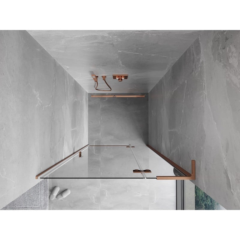 Mexen Mist-H L drzwi prysznicowe uchylne prawe 75 cm, transparent, miedź szczotkowana - 8A5L-075-000-65-00-P