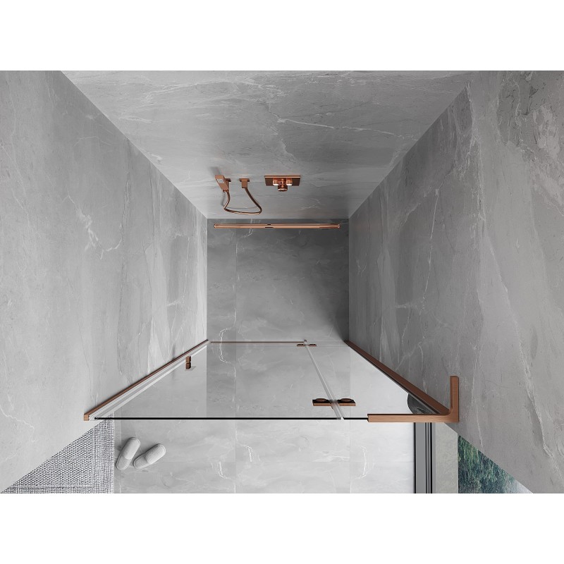 Mexen Mist-H L drzwi prysznicowe uchylne prawe 80 cm, transparent, miedź szczotkowana - 8A5L-080-000-65-00-P
