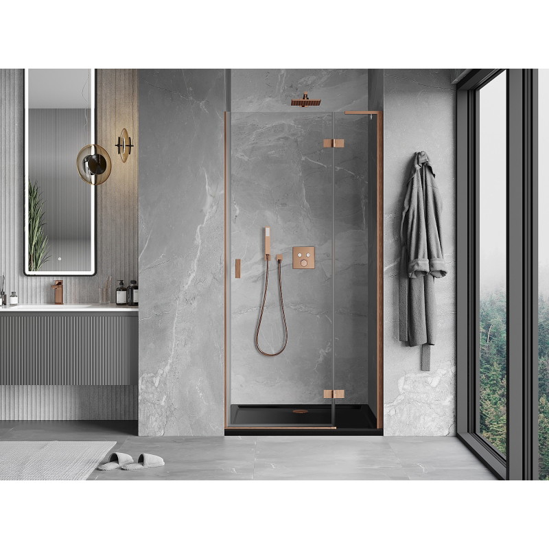Mexen Mist-H L drzwi prysznicowe uchylne prawe 105 cm, transparent, miedź szczotkowana - 8A5L-105-000-65-00-P