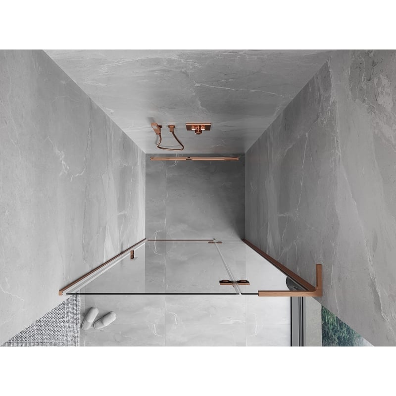Mexen Mist-H L drzwi prysznicowe uchylne prawe 120 cm, transparent, miedź szczotkowana - 8A5L-120-000-65-00-P