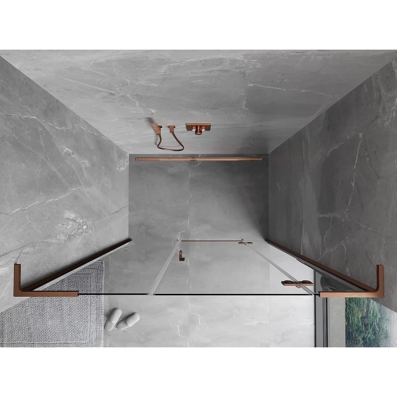Mexen Mist-H L drzwi prysznicowe uchylne prawe 145 cm, transparent, miedź szczotkowana - 8A5L-145-001-65-00-P