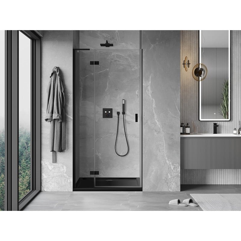 Mexen Mist-H L drzwi prysznicowe uchylne lewe 120 cm, transparent, czarne - 8A5L-120-000-70-00-L
