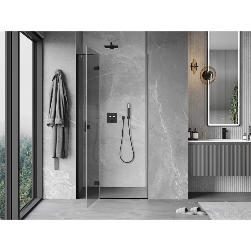 Mexen Mist-H L drzwi prysznicowe uchylne lewe 120 cm, transparent, czarne - 8A5L-120-000-70-00-L