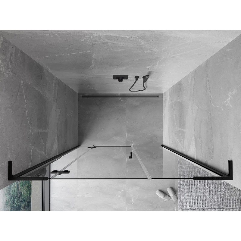Mexen Mist-H L drzwi prysznicowe uchylne lewe 125 cm, transparent, czarne - 8A5L-125-001-70-00-L