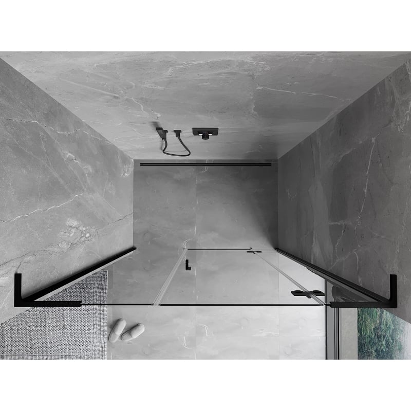 Mexen Mist-H L drzwi prysznicowe uchylne prawe 155 cm, transparent, czarne - 8A5L-155-001-70-00-P