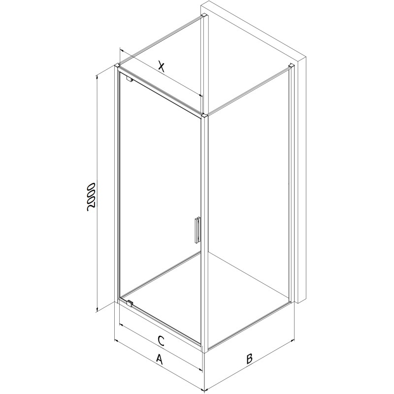Mexen Exo-BR 3S kabina prysznicowa 3-ścienna uchylna 100 x 80 cm, transparent, chrom - 8181-100-080-01-00-3S