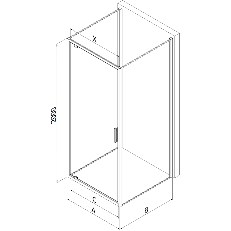 Mexen Exo-3S kabina prysznicowa 3-ścienna uchylna 90 x 120 cm, transparent, złota - 8181-090-120-50-00-3S