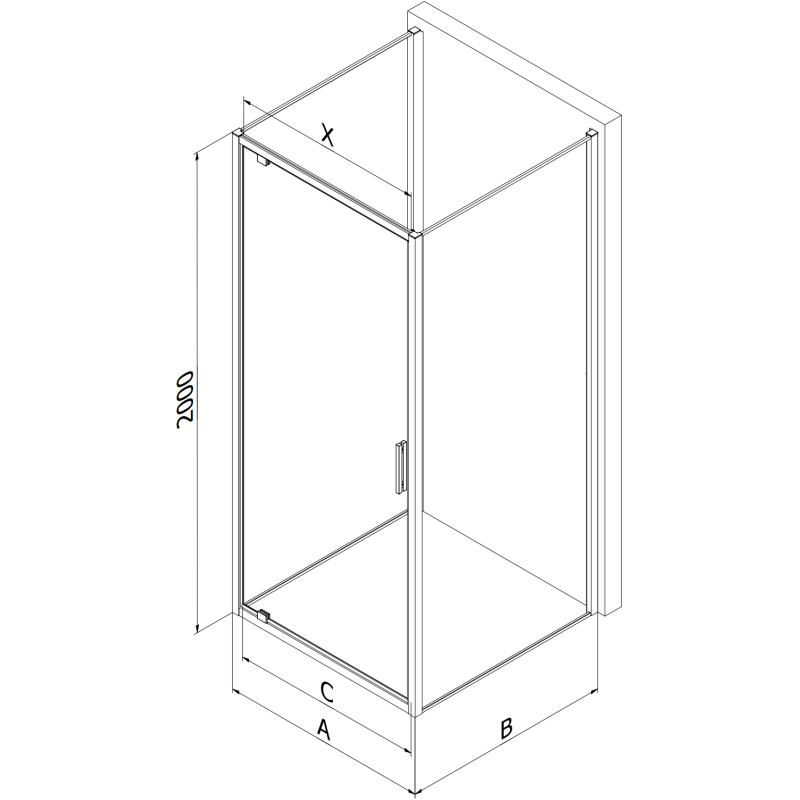 Mexen Exo-3S kabina prysznicowa 3-ścienna uchylna 75 x 70 cm, transparent, czarna - 8181-075-070-70-00-3S