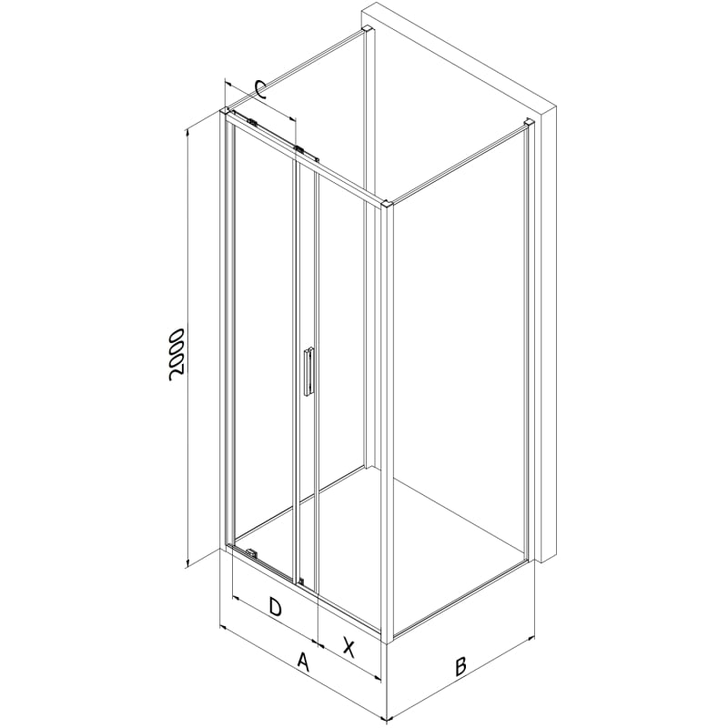 Mexen Exo-3S kabina prysznicowa 3-ścienna rozsuwana 90 x 70 cm, transparent, czarna - 8151-090-070-70-00-3S