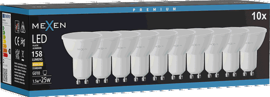 Mexen Nova 10x żarówka LED GU10, 1,5W, Ciepła - 3000K, 158 lm - L107-GU10-0130-01x10