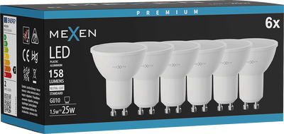 Mexen Nova 6x żarówka LED GU10, 1,5W, Neutralna - 4000K, 158 lm - L107-GU10-0140-01x06