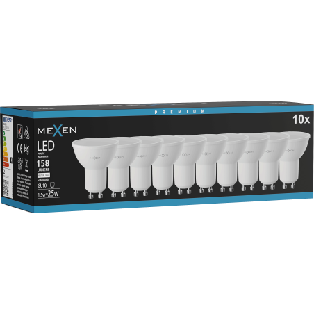 Mexen Nova 10x żarówka LED GU10, 1,5W, Neutralna - 4000K, 158 lm - L107-GU10-0140-01x10