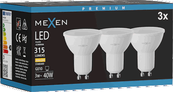 Mexen Nova 3x żarówka LED GU10, 3W, Ciepła - 3000K, 315 lm - L107-GU10-0330-01x03
