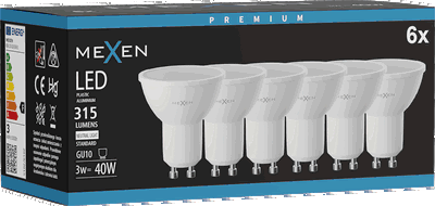 Mexen Nova 6x żarówka LED GU10, 3W, Neutralna - 4000K, 315 lm - L107-GU10-0340-01x06