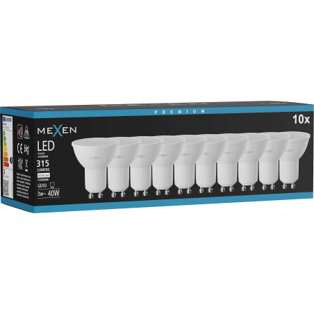 Mexen Nova 10x żarówka LED GU10, 3W, Neutralna - 4000K, 315 lm - L107-GU10-0340-01x10
