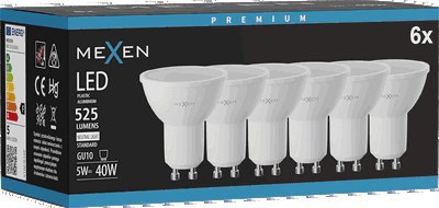 Mexen Nova 6x żarówka LED GU10, 5W, Neutralna - 4000K, 525 lm - L107-GU10-0540-01x06