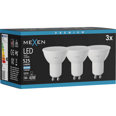Mexen Nova 3x żarówka LED GU10, 5W, Zimna - 6500K, 525 lm - L107-GU10-0565-01x03