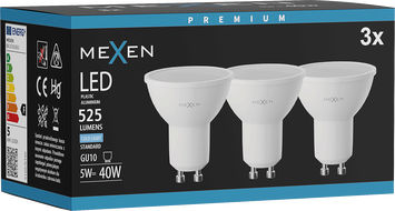Mexen Nova 3x żarówka LED GU10, 5W, Zimna - 6500K, 525 lm - L107-GU10-0565-01x03