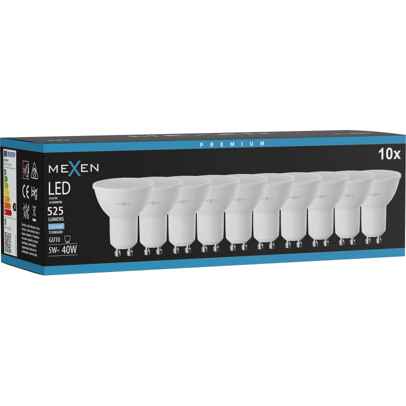 Mexen Nova 10x żarówka LED GU10, 5W, Zimna - 6500K, 525 lm - L107-GU10-0565-01x10