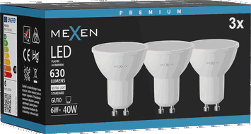 Mexen Nova 3x żarówka LED GU10, 6W, Neutralna - 4000K, 630 lm - L107-GU10-0640-01x03