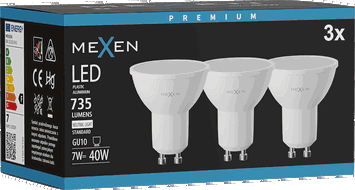 Mexen Nova 3x żarówka LED GU10, 7W, Neutralna - 4000K, 735 lm - L107-GU10-0740-01x03