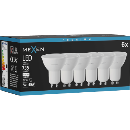 Mexen Nova 6x żarówka LED GU10, 7W, Neutralna - 4000K, 735 lm - L107-GU10-0740-01x06