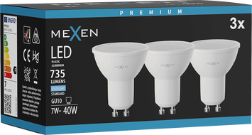 Mexen Nova 3x żarówka LED GU10, 7W, Zimna - 6500K, 735 lm - L107-GU10-0765-01x03