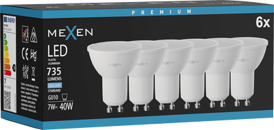 Mexen Nova 6x żarówka LED GU10, 7W, Zimna - 6500K, 735 lm - L107-GU10-0765-01x06