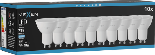 Mexen Nova 10x żarówka LED GU10, 7W, Zimna - 6500K, 735 lm - L107-GU10-0765-01x10