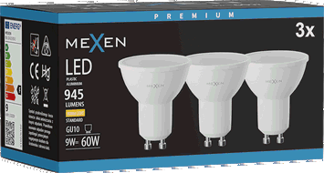 Mexen Nova 3x żarówka LED GU10, 9W, Ciepła - 3000K, 945 lm - L108-GU10-0930-01x03