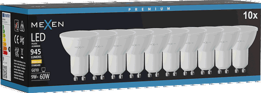 Mexen Nova 10x żarówka LED GU10, 9W, Ciepła - 3000K, 945 lm - L108-GU10-0930-01x10
