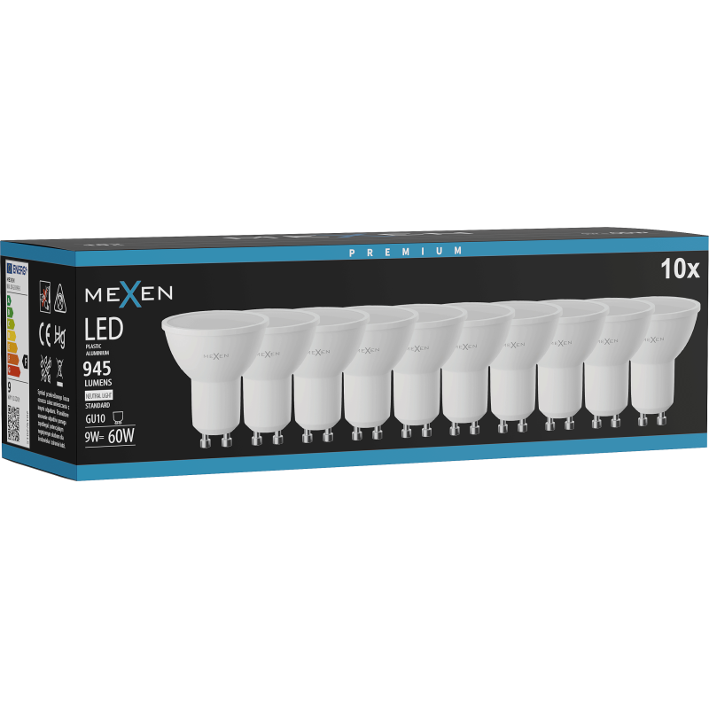 Mexen Nova 10x żarówka LED GU10, 9W, Neutralna - 4000K, 945 lm - L108-GU10-0940-01x10