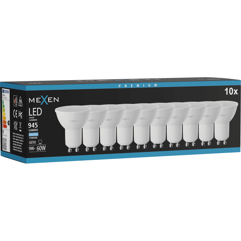 Mexen Nova 10x żarówka LED GU10, 9W, Zimna - 6500K, 945 lm - L108-GU10-0965-01x10