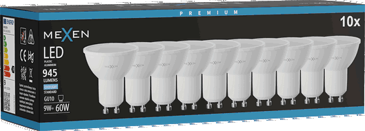 Mexen Nova 10x żarówka LED GU10, 9W, Zimna - 6500K, 945 lm - L108-GU10-0965-01x10