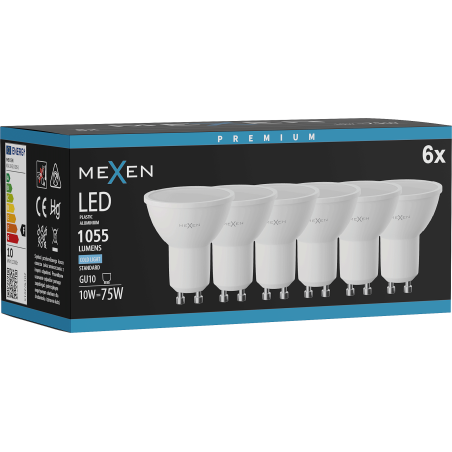 Mexen Nova 6x żarówka LED GU10, 10W, Zimna - 6500K, 1055 lm - L108-GU10-1065-01x06