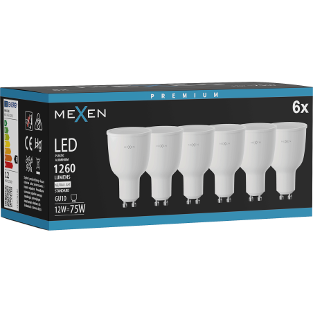 Mexen Nova 6x żarówka LED GU10, 12W, Neutralna - 4000K, 1260 lm - L108-GU10-1240-01x06