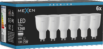 Mexen Nova 6x żarówka LED GU10, 12W, Neutralna - 4000K, 1260 lm - L108-GU10-1240-01x06