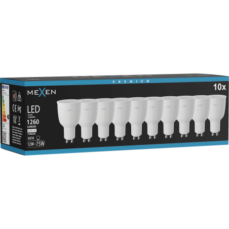 Mexen Nova 10x żarówka LED GU10, 12W, Neutralna - 4000K, 1260 lm - L108-GU10-1240-01x10