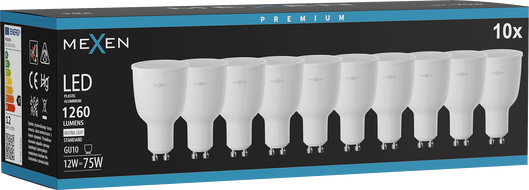 Mexen Nova 10x żarówka LED GU10, 12W, Neutralna - 4000K, 1260 lm - L108-GU10-1240-01x10