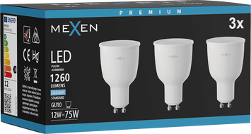 Mexen Nova 3x żarówka LED GU10, 12W, Zimna - 6500K, 1260 lm - L108-GU10-1265-01x03
