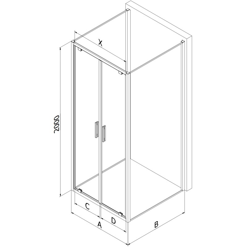 Mexen Exo-BR Duo 3S kabina prysznicowa 3-ścienna uchylna 100 x 120 cm, transparent, złota - 8182-100-120-50-00-3S
