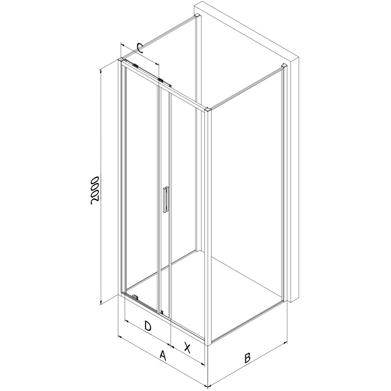 Mexen Exo-S 3S kabina prysznicowa 3-ścienna rozsuwana 155 x 95 cm, transparent, czarna - 8151-155-095-70-00-3S