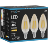 Mexen Vintis 3x żarówka filament LED E14, C35, 4W, Ciepła - 2200K, 400 lm, amber - L154-E14-0422-50x03