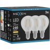 Mexen Vintis 3x żarówka filament LED E14, G45, 2W, Ciepła - 2700K, 240 lm, clear - L156-E14-0227-00x03